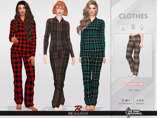 Sims 4 Pajamas Pants 01 for female Sim by remaron at TSR
