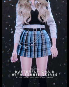 FM Butterfly chain with tennis skirts at Bedisfull – iridescent