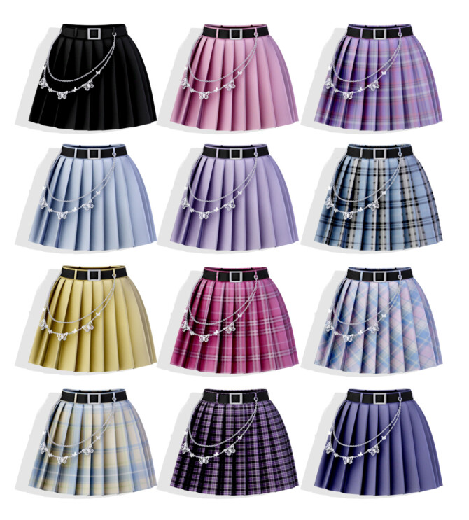 Sims 4 FM Butterfly chain with tennis skirts at Bedisfull – iridescent