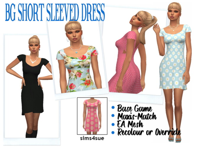 Sims 4 BG SHORT SLEEVED DRESS at Sims4Sue