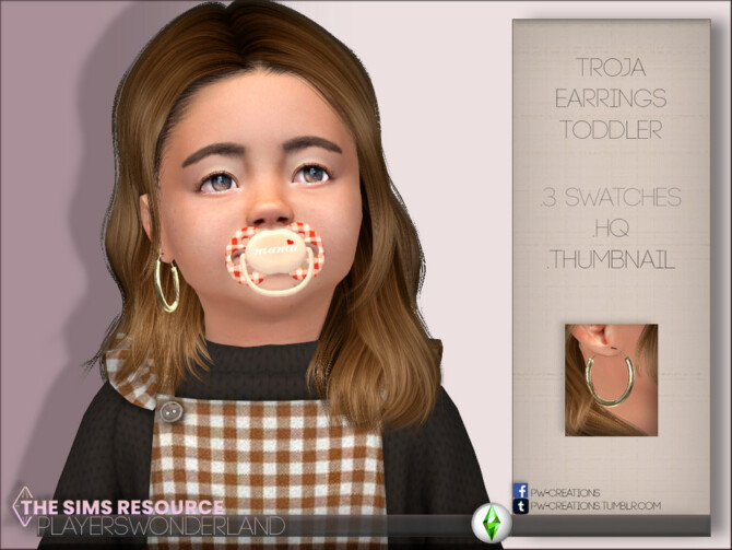 Sims 4 Troja Earrings TODDLER by PlayersWonderland at TSR