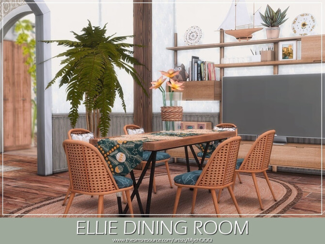 Sims 4 Ellie Dining Room by MychQQQ at TSR