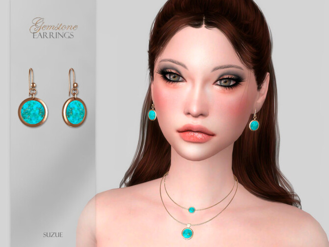 Sims 4 Gemstone Earrings by Suzue at TSR