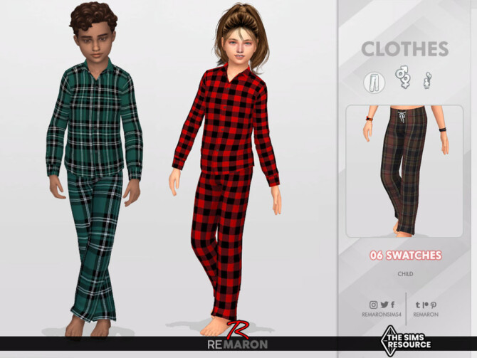 Sims 4 Pajamas Pants 01 for Child Sim by remaron at TSR