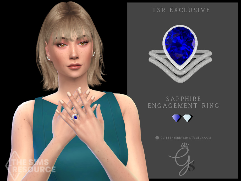 Sapphire Engagement Ring by Glitterberryfly at TSR » Sims 4 Updates