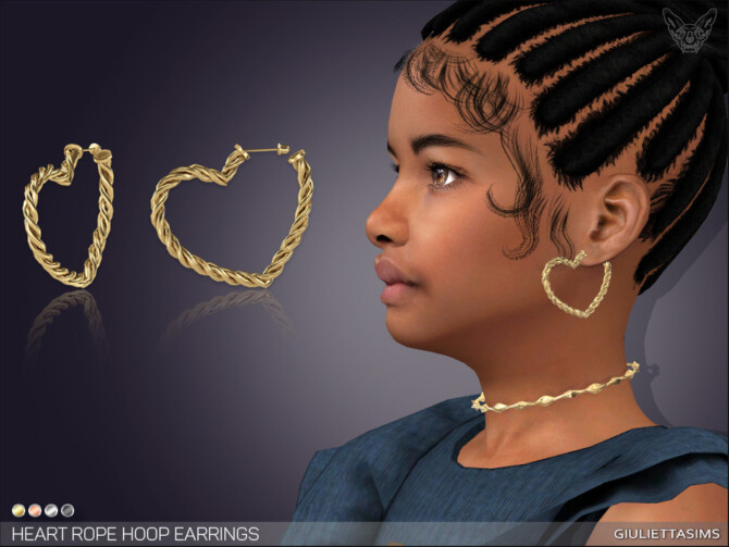 Sims 4 Heart Rope Earrings For Kids by feyona at TSR