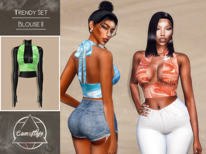 Sims 4 Trendy Tops Set Blouse II by Camuflaje at TSR