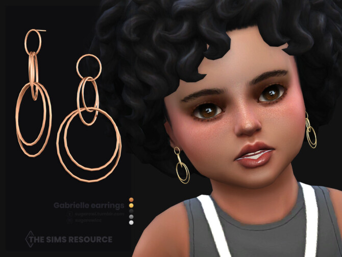 Sims 4 Gabrielle earrings for toddlers by sugar owl at TSR