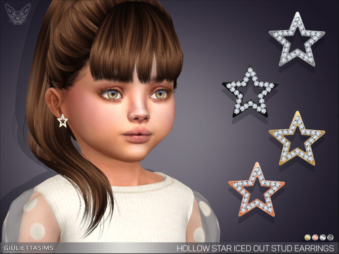Sims 4 Hollow Star Iced Out Stud Earrings For Toddlers by feyona at TSR