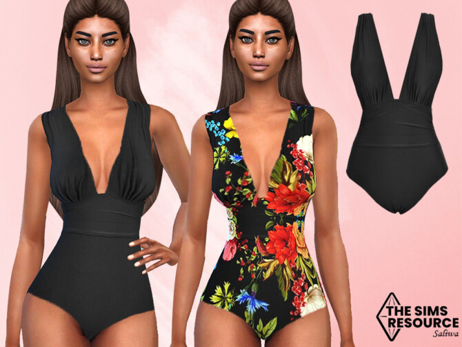 Sims 4 Deep Neck Swimsuit by Saliwa at TSR