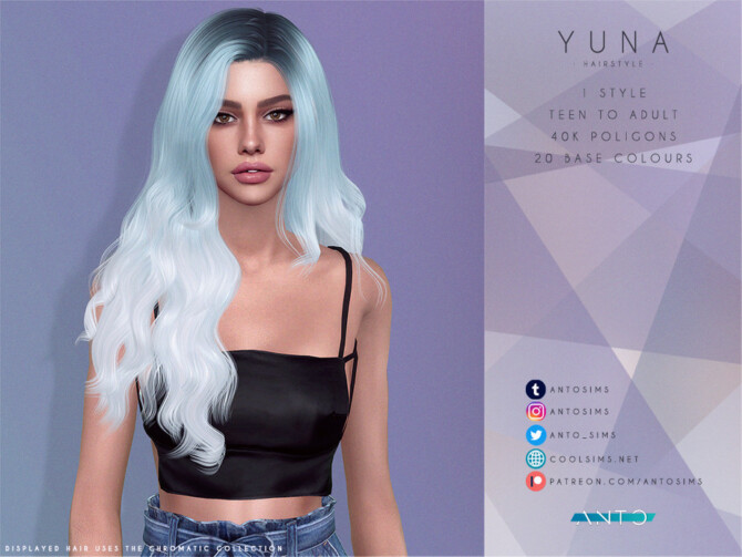 Sims 4 Yuna hair by Anto at TSR