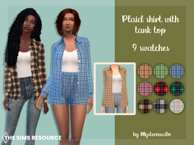 Sims 4 Plaid shirt with tank top by MysteriousOo at TSR