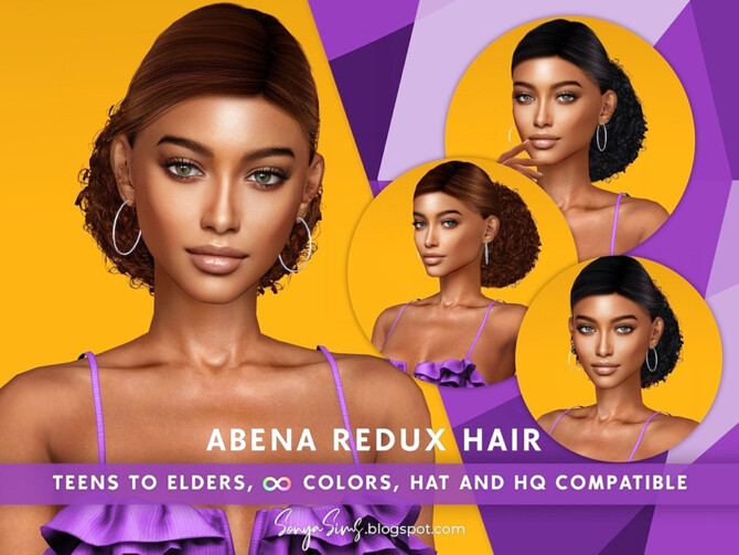 Sims 4 Abena Hair REDUX by SonyaSimsCC at TSR