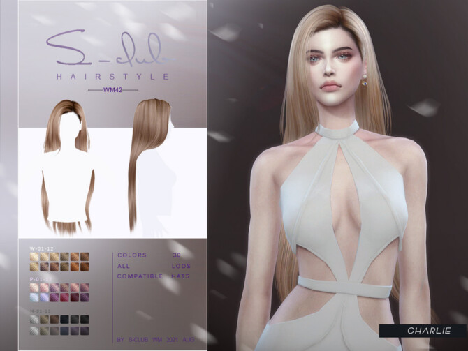 Sims 4 Long hair Behind the shoulders (Charlie) by S Club at TSR