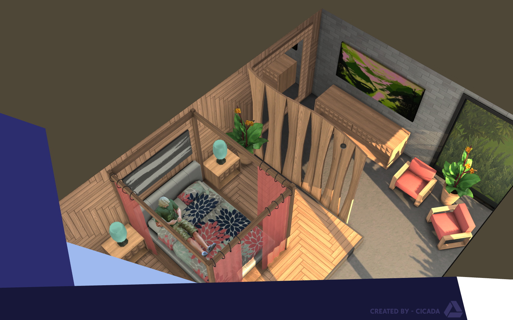 Hout Huis Part 1 (Master Bedroom) by Cicada at Mod The Sims 4 » Sims 4 ...