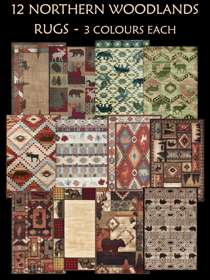 Sims 4 12 Northern Woodlands Rugs by Simmiller at Mod The Sims 4