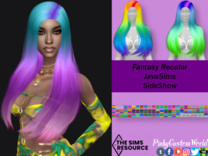 Fantasy recolor of JavaSims SideShow hair by PinkyCustomWorld at TSR