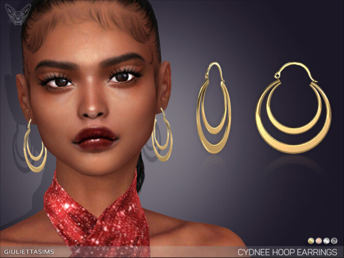 Sims 4 Cydnee Double Hoop Earrings by feyona at TSR