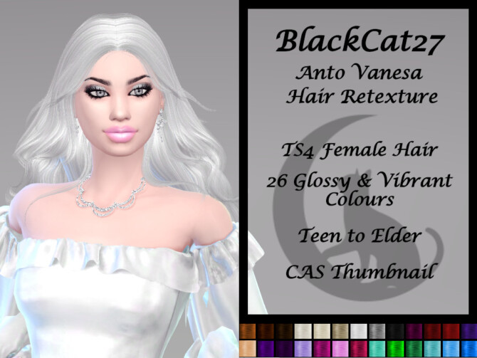 Sims 4 Anto Vanesa Hair Retexture by BlackCat27 at TSR