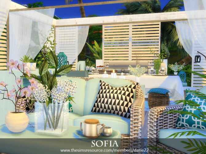 Sims 4 SOFIA  sunny terrace in a coastal style by dasie2 at TSR