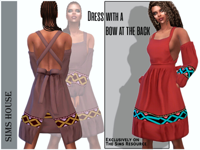 Sims 4 Dress with a bow at the back by Sims House at TSR
