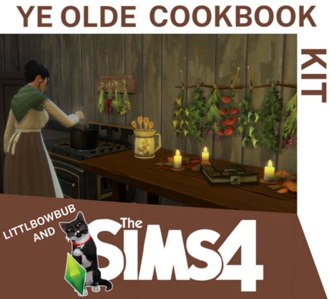 Sims 4 Olde Cookbook Kit V.0.3 by Littlbowbub at Mod The Sims 4