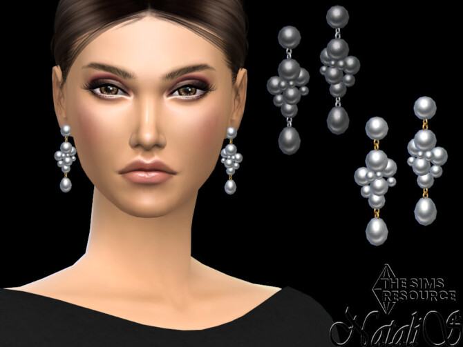 Sims 4 Faux pearl statement drop earrings by NataliS at TSR
