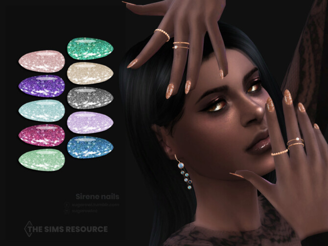 Sims 4 Sirene nails by sugar owl at TSR