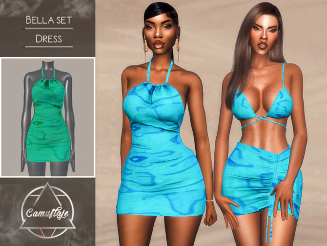 Sims 4 Bella Set Dress by Camuflaje at TSR