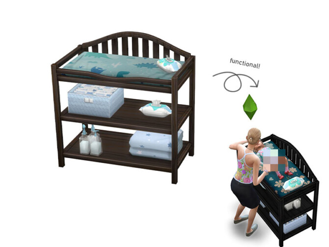 Sims 4 Functional toddler changing table by PandaSamaCC at TSR