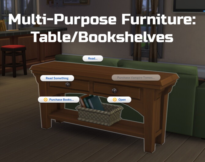 Sims 4 Multi Purpose Furniture: Table/Bookshelves by Ilex at Mod The Sims 4