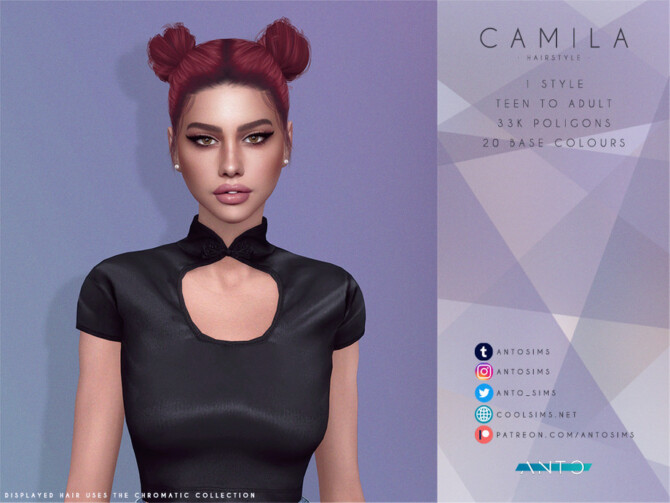 Sims 4 Camila hair by Anto at TSR