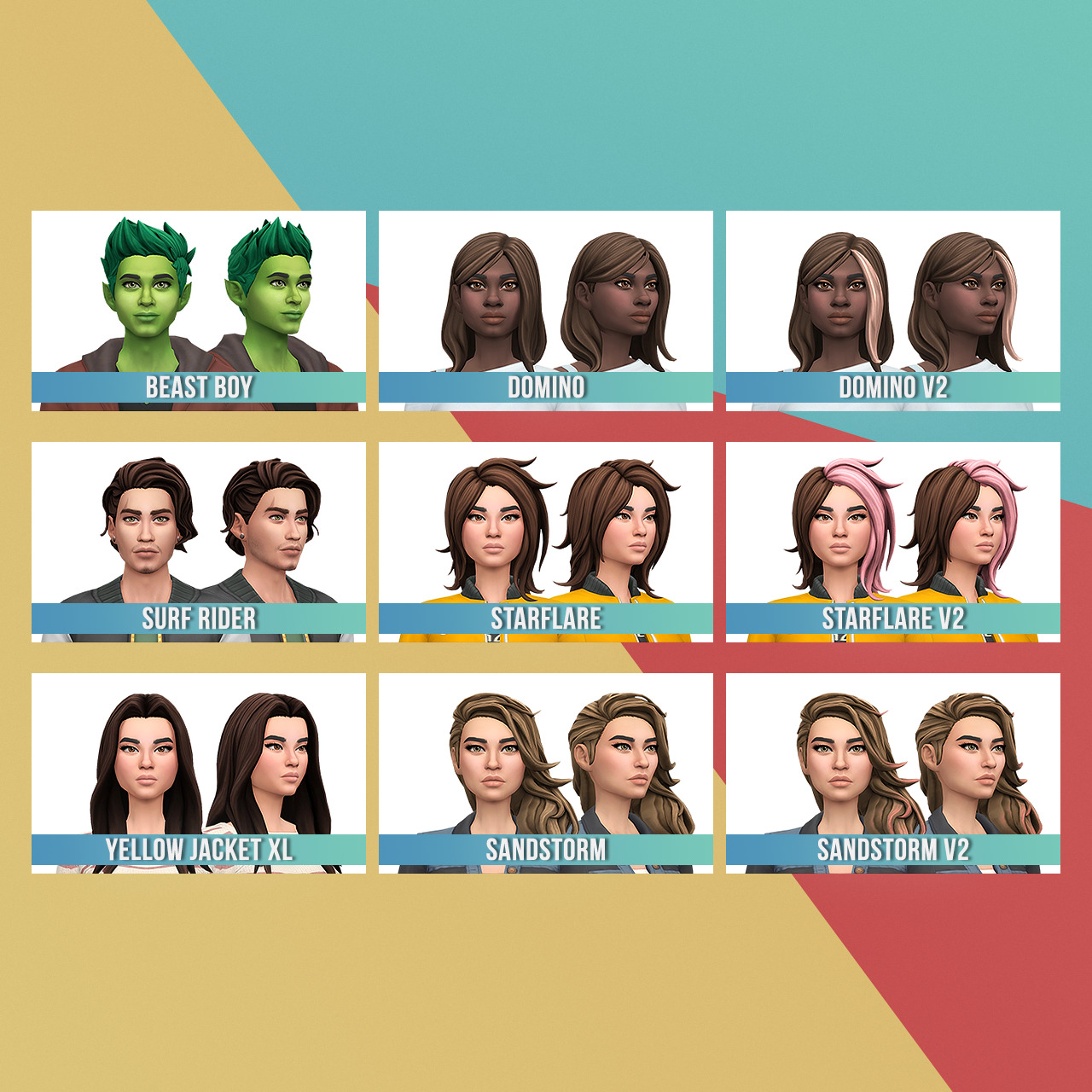 Fortnite Misc Hair Set 01 Conversion Edit at Busted Pixels 187 Sims 4 ...