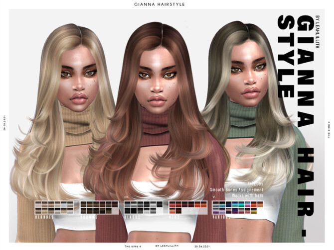 Sims 4 Gianna Hairstyle by Leah Lillith at TSR