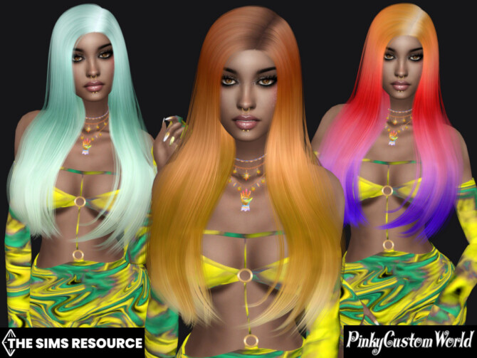 Sims 4 Fantasy recolor of JavaSims SideShow hair by PinkyCustomWorld at TSR