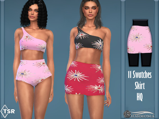 Sims 4 Ibiza Sequin Embroidered Skirt by Harmonia at TSR