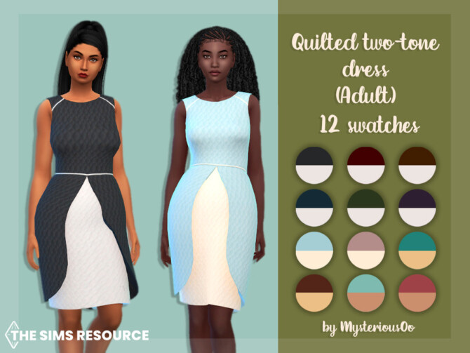 Sims 4 Quilted two tone dress by MysteriousOo at TSR
