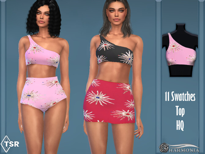 Sims 4 Ibiza Sequin Embroidered Top by Harmonia at TSR