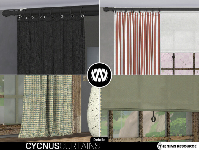 Sims 4 Cycnus Curtains by wondymoon at TSR
