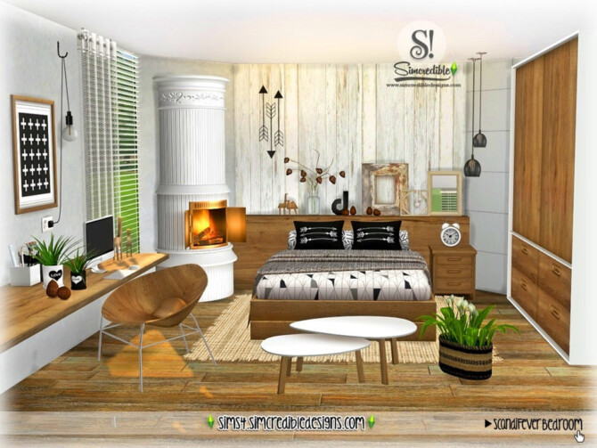 Sims 4 ScandiFever Bedroom by SIMcredible at TSR