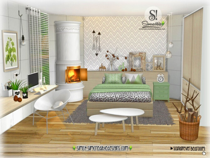 Sims 4 ScandiFever Bedroom by SIMcredible at TSR