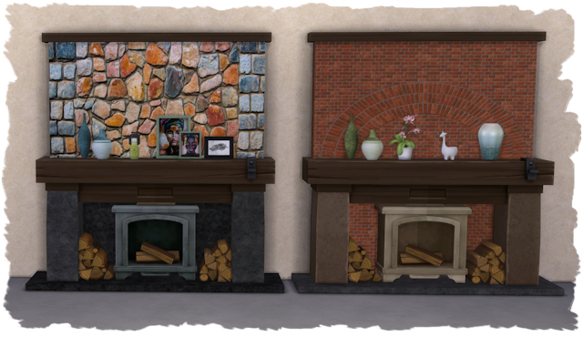 Sims 4 Fireplace country life recolor by Chalipo at All 4 Sims