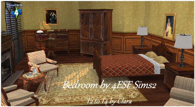 Sims 4 Bedroom by 4ESF ts2 to ts4 by Clara at All 4 Sims