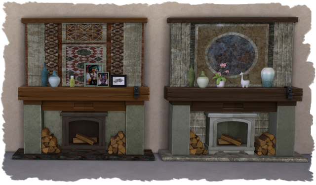 Sims 4 Fireplace country life recolor by Chalipo at All 4 Sims