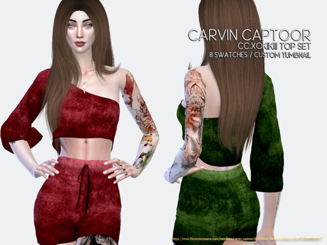 Sims 4 Xokikiii Top Set by carvin captoor at TSR