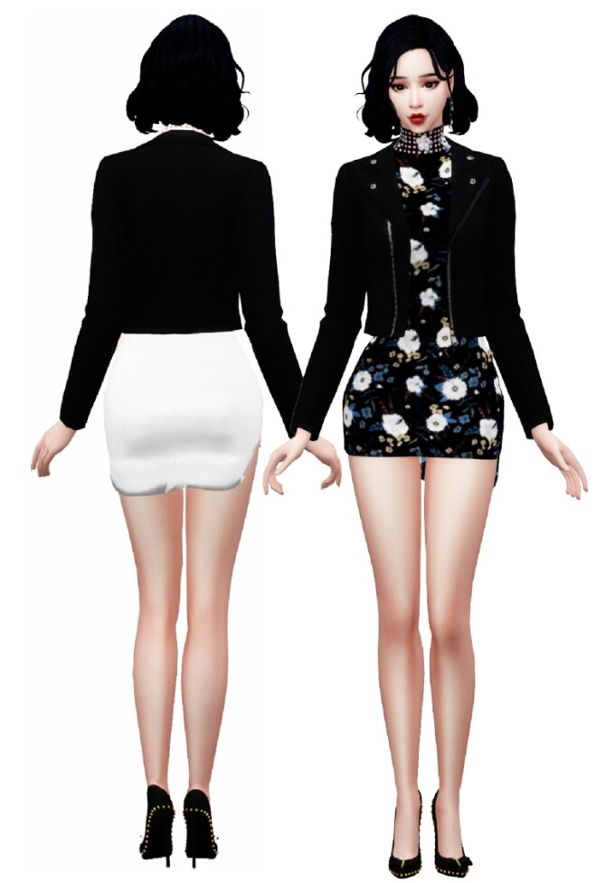 Sims 4 Jacket high neck mini dress at Simjigi