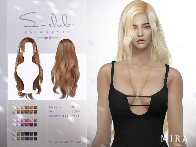 Sims 4 Long curly hairstyle (Mira) by S Club at TSR