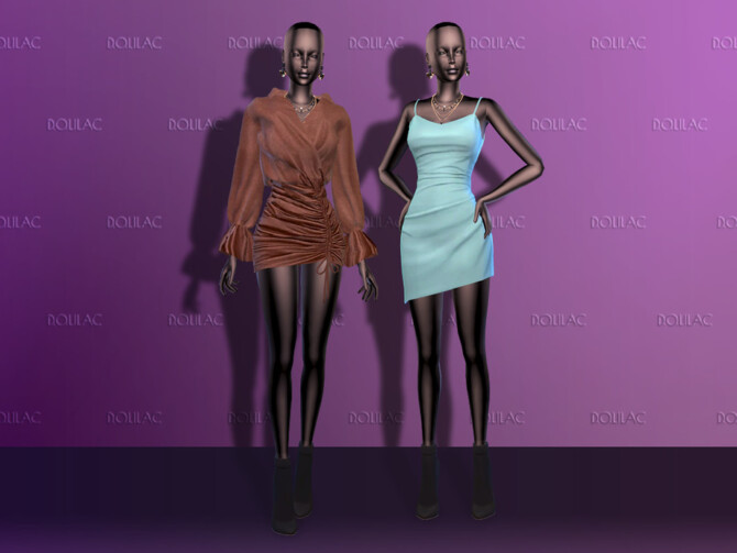 Sims 4 Asymmetric Skirt Mini Dress DO171 by D.O.Lilac at TSR
