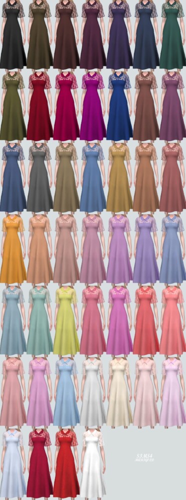 Sims 4 Lace See Through Ribbon Long Dress at Marigold