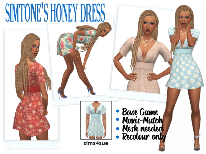 Sims 4 SIMTONE’S HONEY DRESS at Sims4Sue